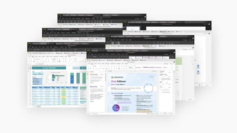 ONLYOFFICE Desktop Editors 文档、表格和演示文稿编辑器界面