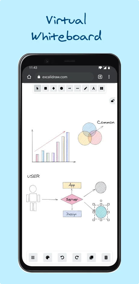 Excalidraw 在线白板和手绘流程图界面