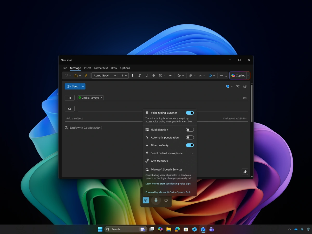 用 Windows 语音键入快速录入文字